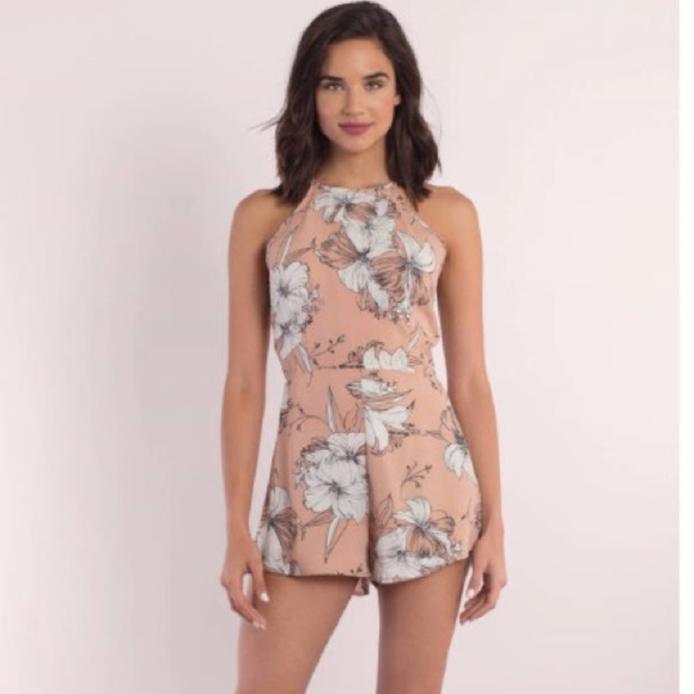Floral Tobi Romper - Peach Color